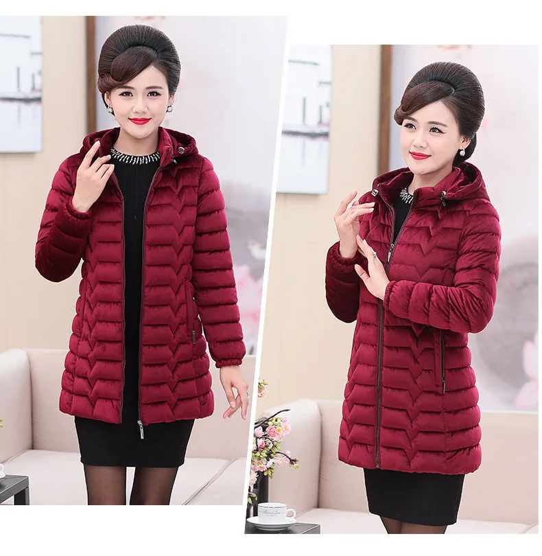 Mom Middle-aged Winter Coat Cotton-padded Clothes Women's Gold Velvet Cotton Coat Winter down Cotton Loose And Plus-sized Mid-le