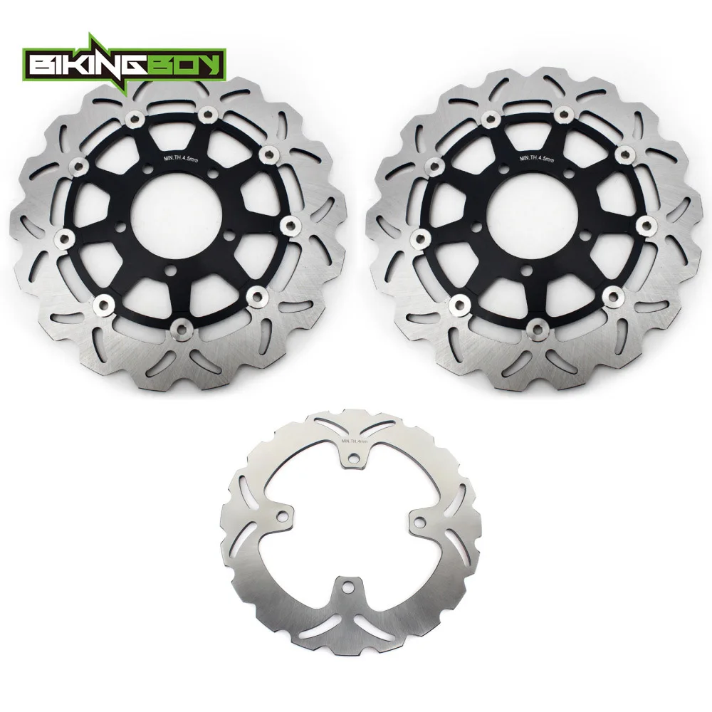 Wavy Black BIKINGBOY для KAWASAKI Z 1000/ABS 2007-2013 Z 1000 SX/ABS 11-19 Z750 ABS 07-12 Z750R ABS Передние Задние тормозные диски роторы - Цвет: Wavy Black