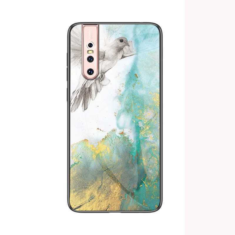 Flying Pigeon ДЛЯ Vivo S1 Pro чехол для телефона модный мраморный жесткий чехол из закаленного стекла для Vivo V15 Pro Чехол градиентная защитная задняя крышка для телефона - Цвет: Flying Pigeon
