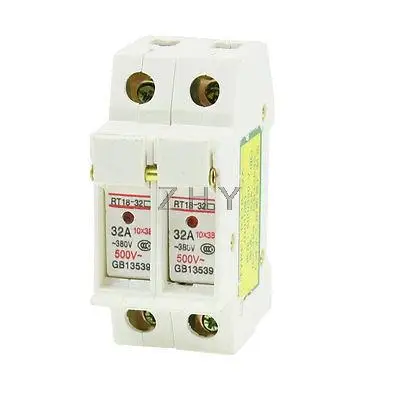 AC380V 32A 38 мм x 10 мм двойные полюса держатель предохранителя RT18-32 Вт Световой индикатор