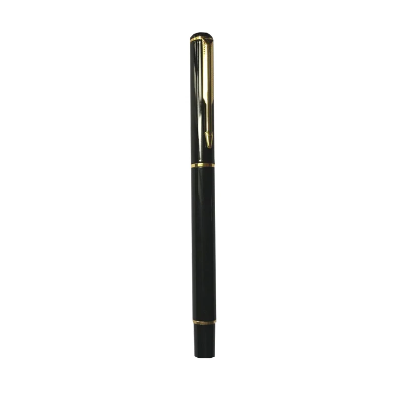 

Metal Roller ball pen, 0.5mm tip, black color with golden parts ,L.13.6x Dia.1.1cm MP001