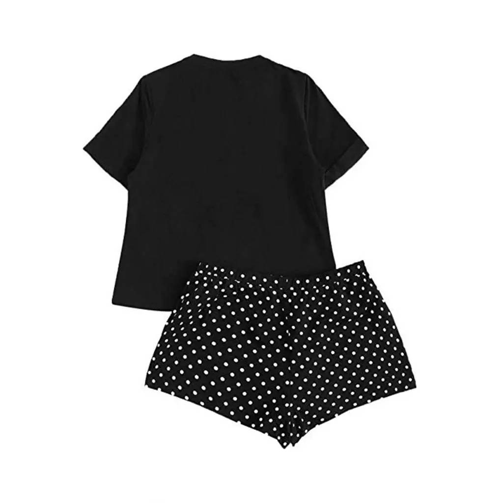 2020 Woman Kawaii Pajamas Summer Pijama Mujer Pajamas Cute Cat Printe Lounge Wear Sleepwear Set Suit for Home