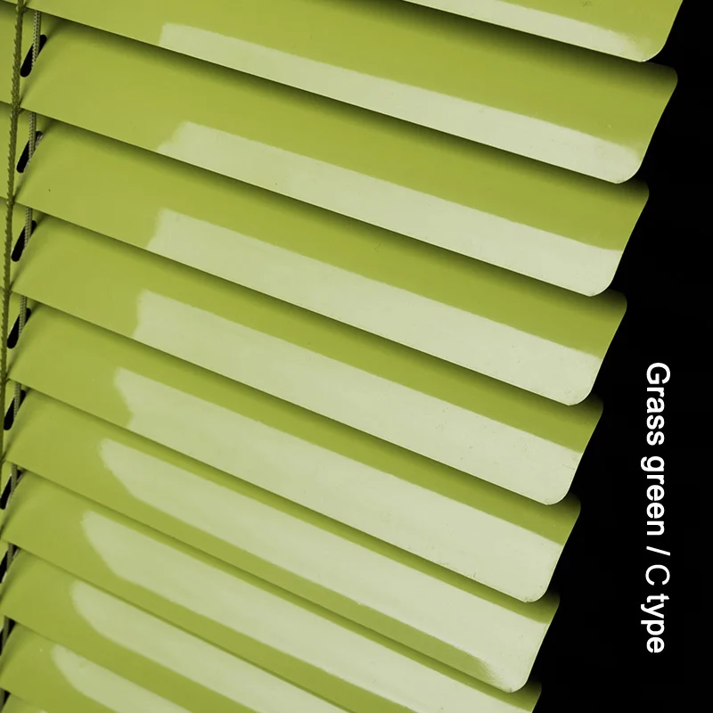 Grass green Индивидуальные 25 мм планки алюминиевые оконные жалюзи УФ-доказательство бурения или без буровой системы затемненные венецианские жалюзи для украшения дома - Цвет: Grass green