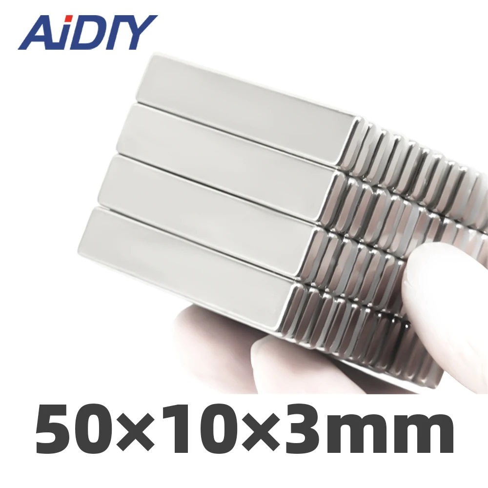 

AIDIY 3Pcs/lot 50 x 10 x 3mm N35 Neodymium Magnet Strong Power Magnet Cuboid Block Rare Earth Magnets Rectangular 50*10*3mm