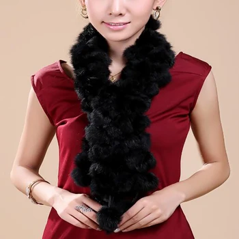 

2020 Winter Women Genuine Fur Scarf Real Rex Rabbit fur Balls Scarves Russia Cute Female Fashion Warm Fur Scarf Colourful