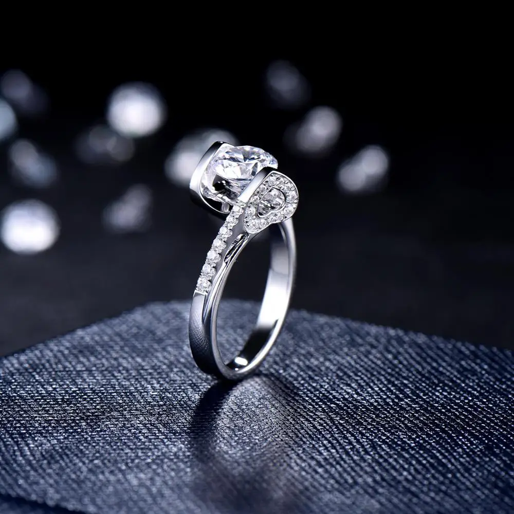 LASAMERO Двойное сердце Halo дизайн 1.00CT круглая огранка 6 5 мм муассаниты обручальное