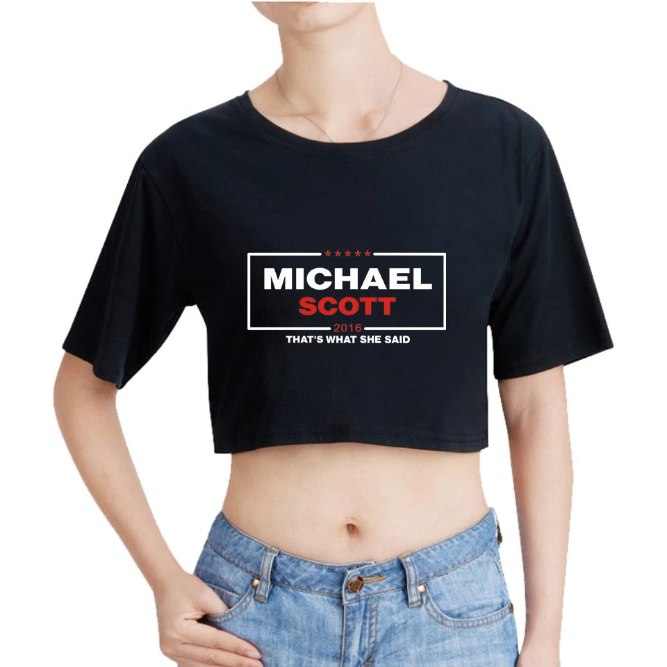 Даундер Миффлин принт Midriff-baring Футболка хлопок женская летняя сексуальная модная Повседневная Популярная футболка с коротким рукавом Горячая Распродажа
