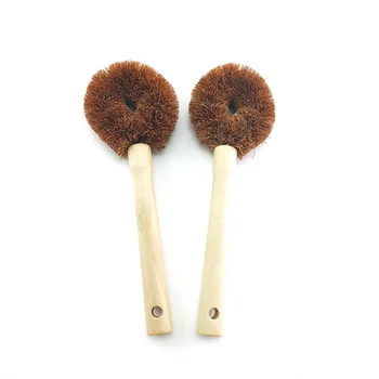 

2PCS Coconut Fiber Dish Brush Pot Brush Wooden Handle Pan Cleaning Brush Nonstick Pan Cleaner Dishwashing Brush for Kitchen