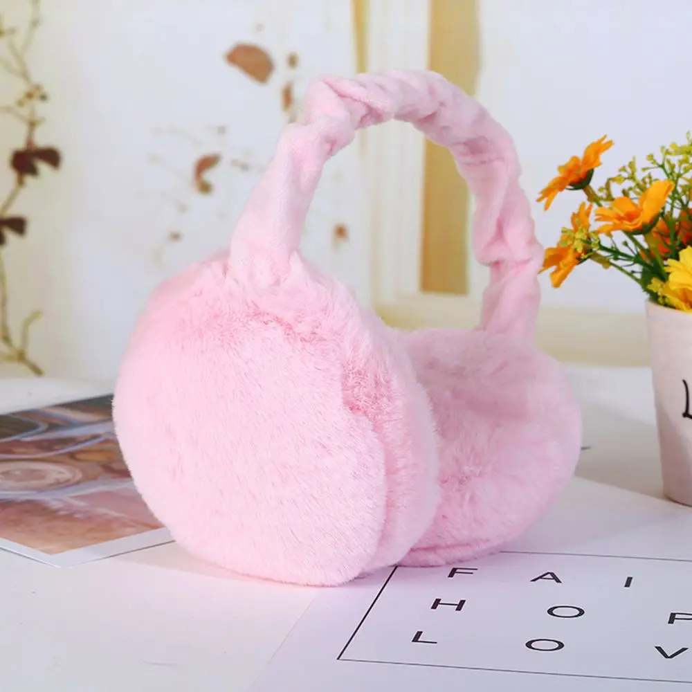 Pink Регулируемые складные меховые мягкие женские теплые наушники, зимние теплые наушники, Зимние Повседневные теплые наушники для женщин и девочек - Цвет: Pink