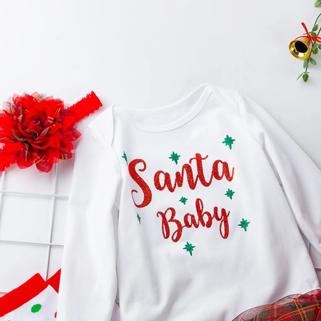 My First Christmas/Одежда для маленьких девочек детский комбинезон на Рождество для маленьких девочек, топы, платье-пачка, набор для волос, ropa mujer
