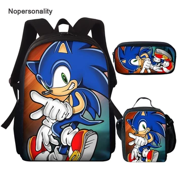 

Nopersonlity Cartoon Sonic the hedgehog School Bag Set for Kids Anime Boys Girls Kindergarten Bookbags Cute Children Schoolbags
