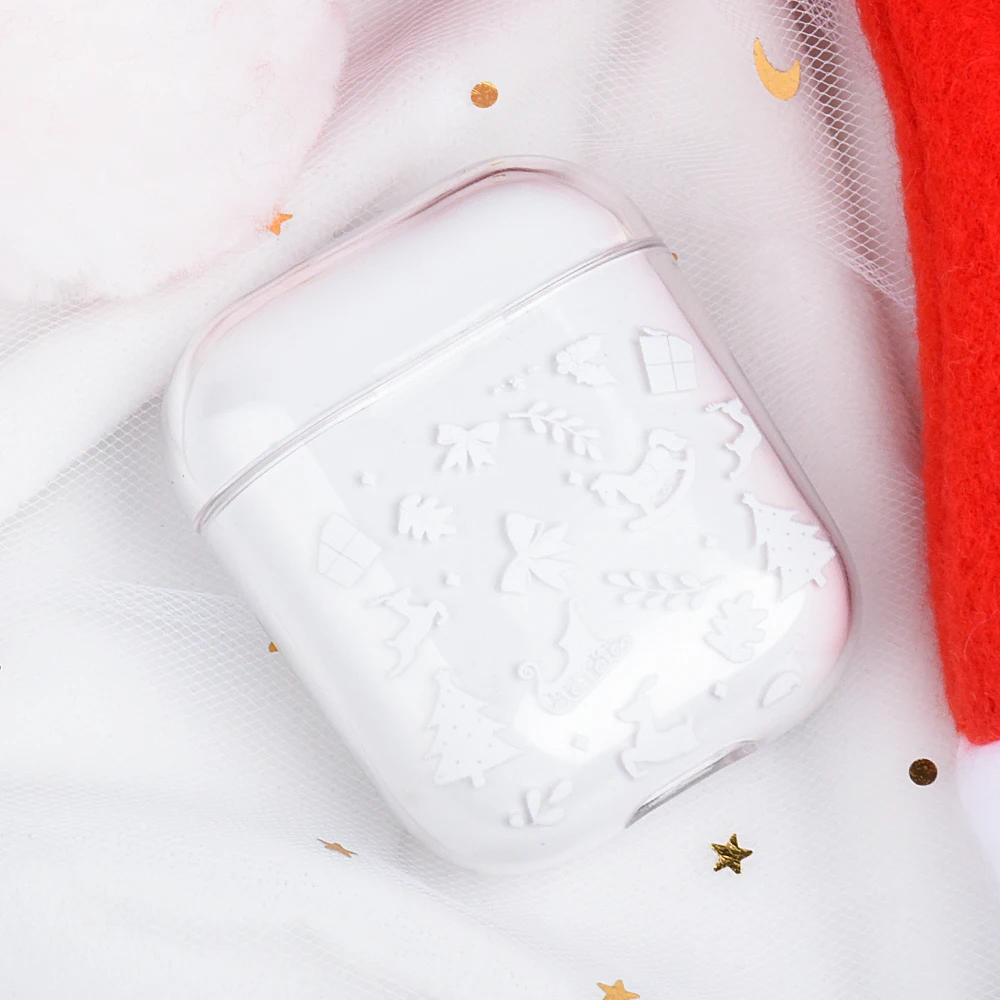 Merry Рождественская елка корпусы гарнитурные для Apple Airpods Мода Санта Клаус чехол для Air Pods прозрачный жесткий чехол для ПК