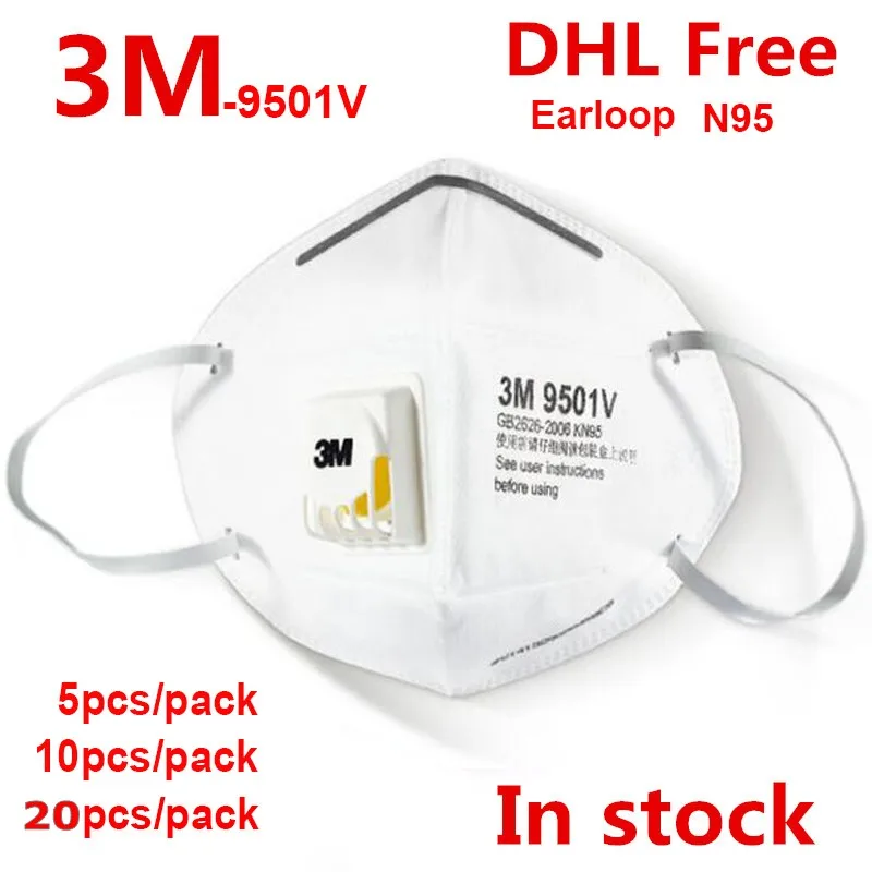 

3M 9501V Respirator Filter Mask FFP2 FFP3 N95 Mask Anti-PM 2.5 Sanitary Work Face Mask Anti Virus Safety Protective