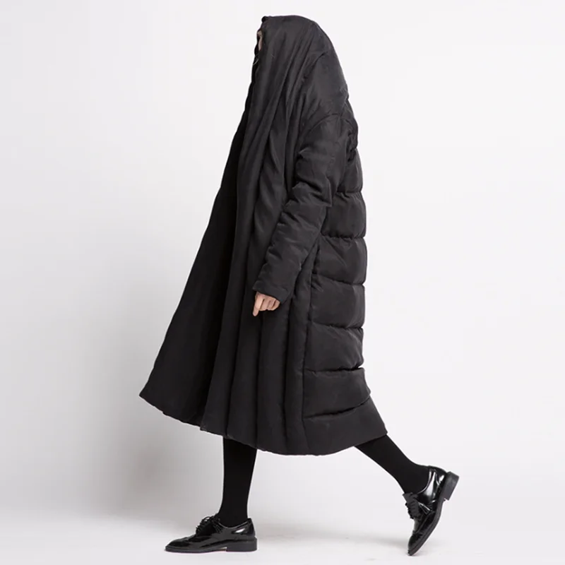 New style winter long style down jacket big quilt loose thicker lady large jackets warm pure color simple women coats