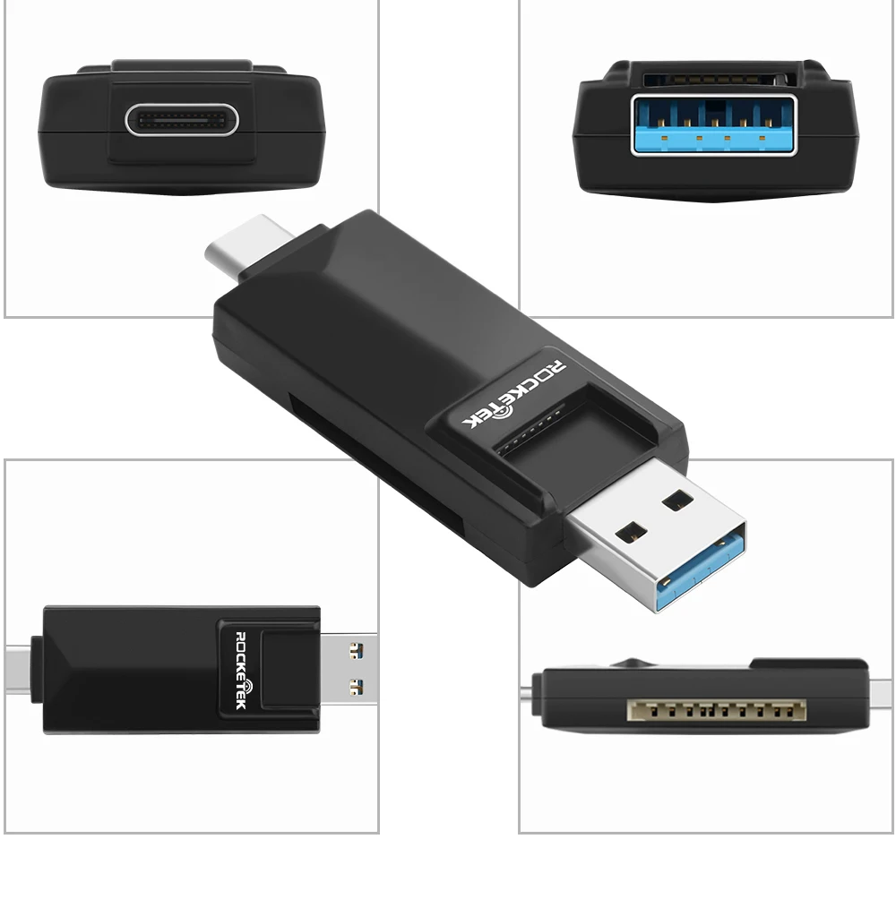 Rocketek type-c usb 3,0 otg phone type c multi 2 в 1 устройство для чтения карт памяти 5 Гбит/с адаптер для SD/TF micro SD Компьютерные аксессуары