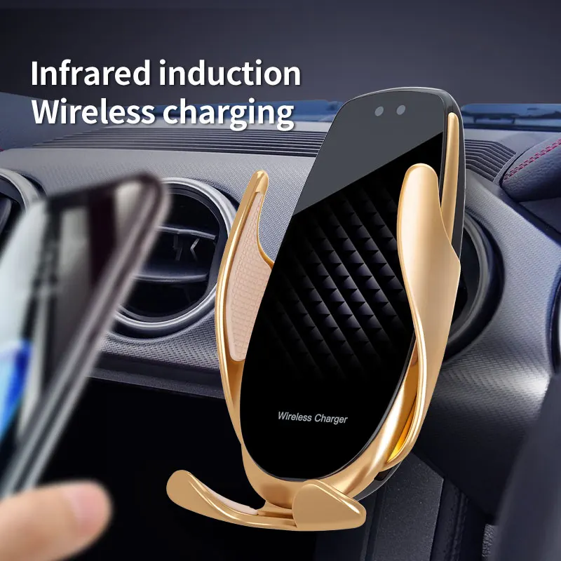 Wireless Car Charger, [Electromagnetic Sense] Qi 15W Fast in Car Wireless  Charger Automatic Sensor Phone Holder Vent Mount Compatible for All Apple