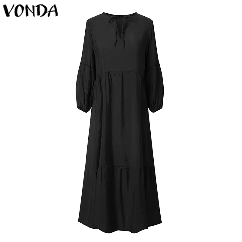 Летнее Длинное Платье Макси, VONDA, женское богемное платье, женское повседневное длинное платье, праздничный пляжный сарафан размера плюс, Vestidos S-5XL