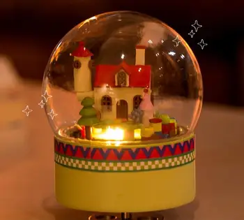 

DIY Glass Ball Wooden Dollhouse Happy Candy House Hear Happiness Series Handmade Craft Kit Assembly Creative Model LED Light Toy