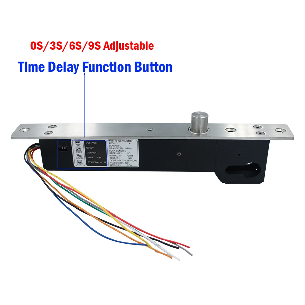 DC 12V Fail Secure Bolt Lock With Mort Lock Cylinder Mechanical key locking Drop