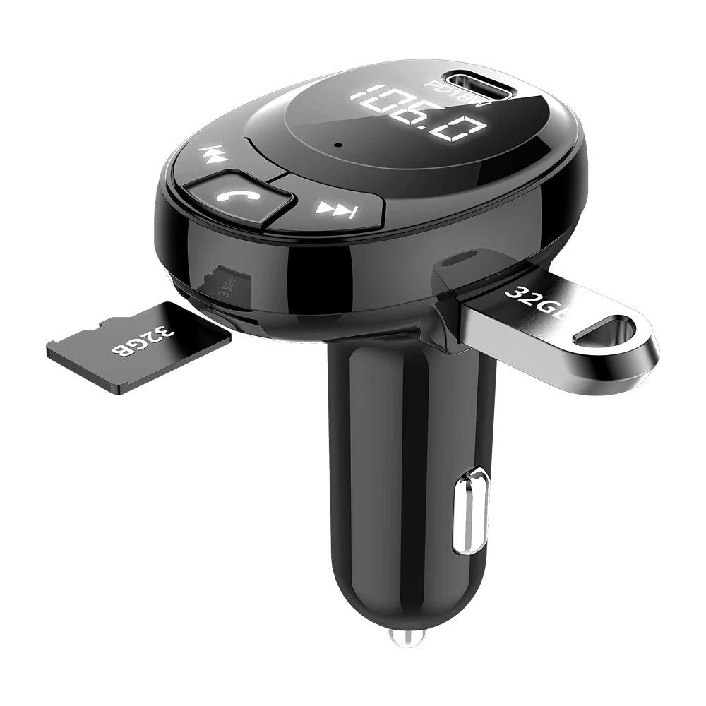 Комплект Bluetooth Transmisor FM, suministros para coche, reproductor de mus mp3, receptor Bluetooth, cargador de coche c
