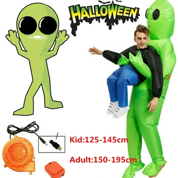 

Hot Green Alien Inflatable costume Cosplay costume Funny Blow Up Suit Party costume Fancy Dress Halloween Costume for kids