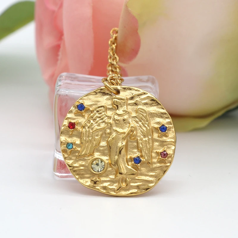 gold Virgo KLDY Twelve созвездия колье для женщин нержавеющая сталь Зодиак ожерелье подвеска серебряная с золотом цепь ожерелье - Окраска металла: gold Virgo