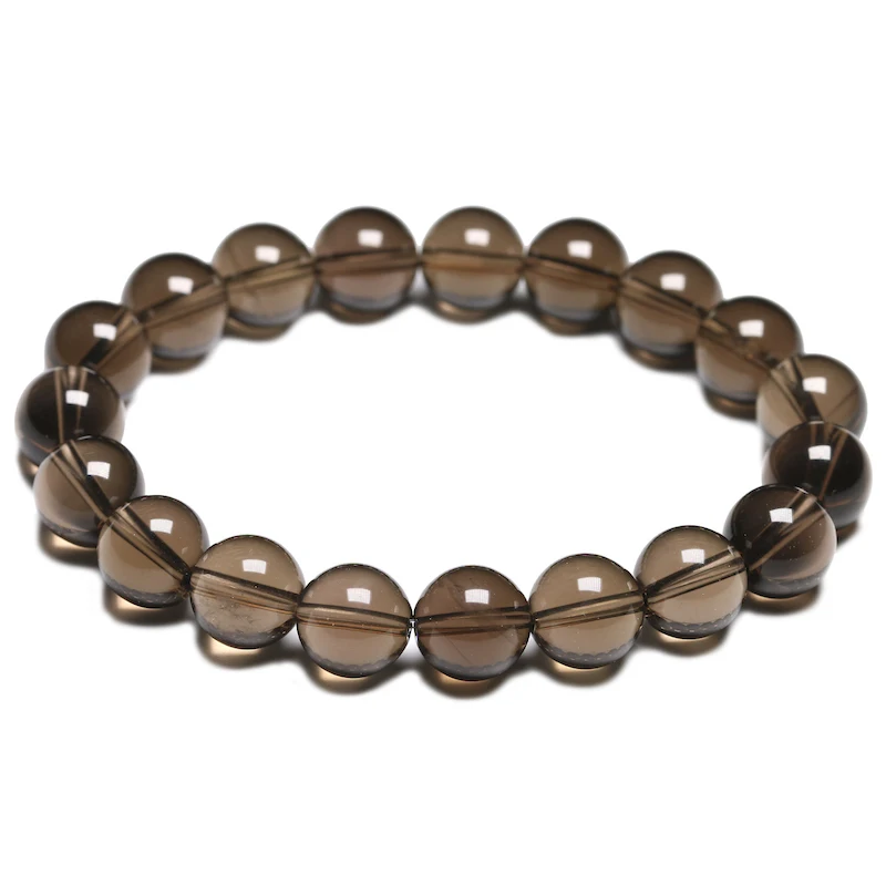 Beads 10mm Натуральный качественный класс дымчатый кварц браслеты для женщин Прекрасный драгоценный камень браслет для мужчин кристалл Йога ювелирные изделия для медитации - Цвет камня: Beads 10mm