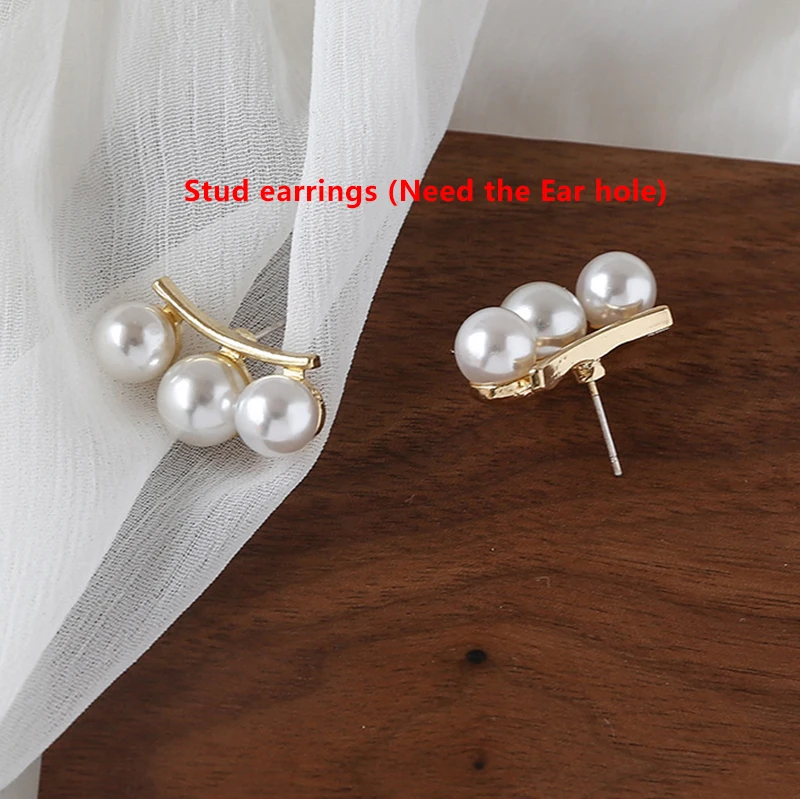 stud earrings Женские серьги в Корейском стиле, Модный свадебный с жемчугом Серьги золотистого цвета, клипсы, серьги без пирсинга, клипсы для ушей, ювелирные изделия для девочек - Окраска металла: stud earrings
