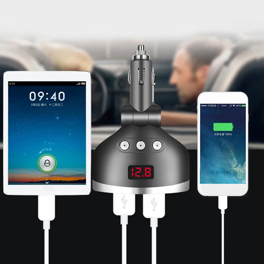 3 в 1 двойной USB Автомобильное зажигание Зажигалка разветвитель разъем 3 прикуривателя автомобиля USB Напряжение монитор для iPhone samsung Sep23