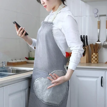 

Waterproof Oxford Cloth Apron Adult Striped Apron Oil-Proof Hand Wipe Kids Apron Work Clothes Kitchen Equipment Accessories