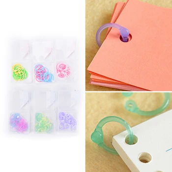 

1 Box Plastic Ring Binder for Spiral Notebook Diary Loose Leaf Book Binding DIY Multi-Color