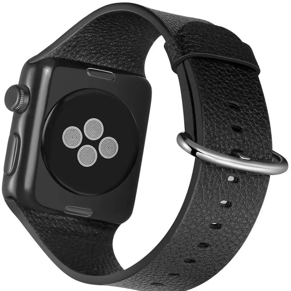black Кожаный ремешок для Apple Watch 5, 4, ремешок 44 мм, 40 мм, Спортивная петля для iwatch band 3, 2, 1, 42, 38 мм, ремешок для часов, сменный Браслет - Цвет ремешка: black