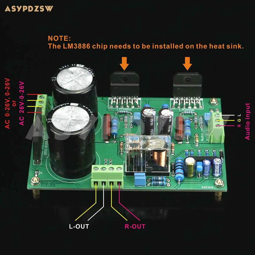 HIFI Pure DC servo architecture LM3886 Power amplifier board 68W + 68W