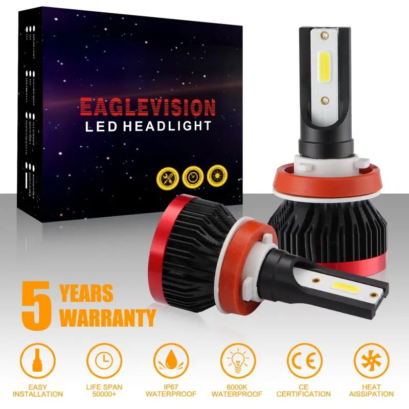 2 Pcs EV7 H1 H4 H7 H8 9005 9006 HB2 CAR LED Headlight Kit 110W 26000LM Hi-Low Beam Bulb 6000K White | Автомобили и мотоциклы