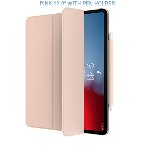 ROCK PU чехол для iPad Pro 12,9 с держателем карандаша ТПУ мягкий чехол для магнитного авто сна Пробуждение защитный чехол для iPad Pro 11 - Цвет: 12.9 with Pen Holder