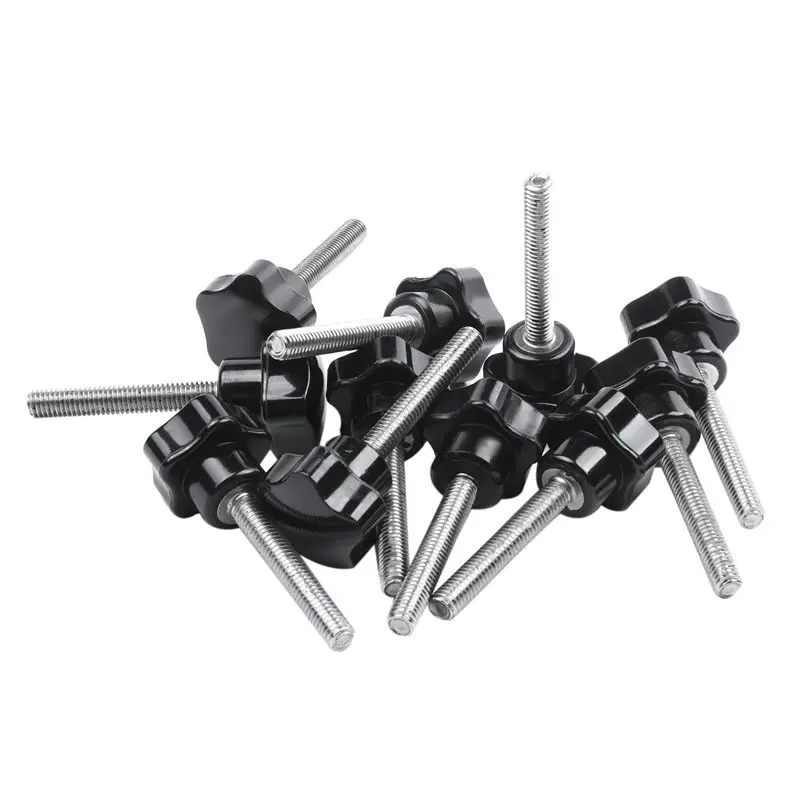 

M6 x 40mm Thread 25mm Dia Star Shaped Head Clamping Screw Knob x 11