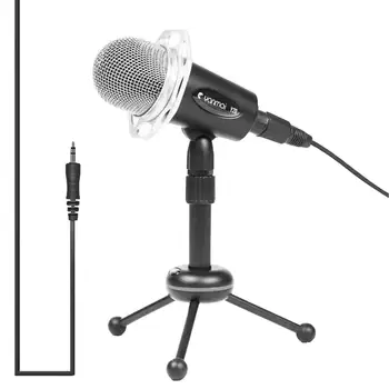 

New Condenser Microphone 3.5mm Plug Home Stereo MIC Desktop Tripod for PC YouTube Video Skype Chatting Gaming Podcast Recording