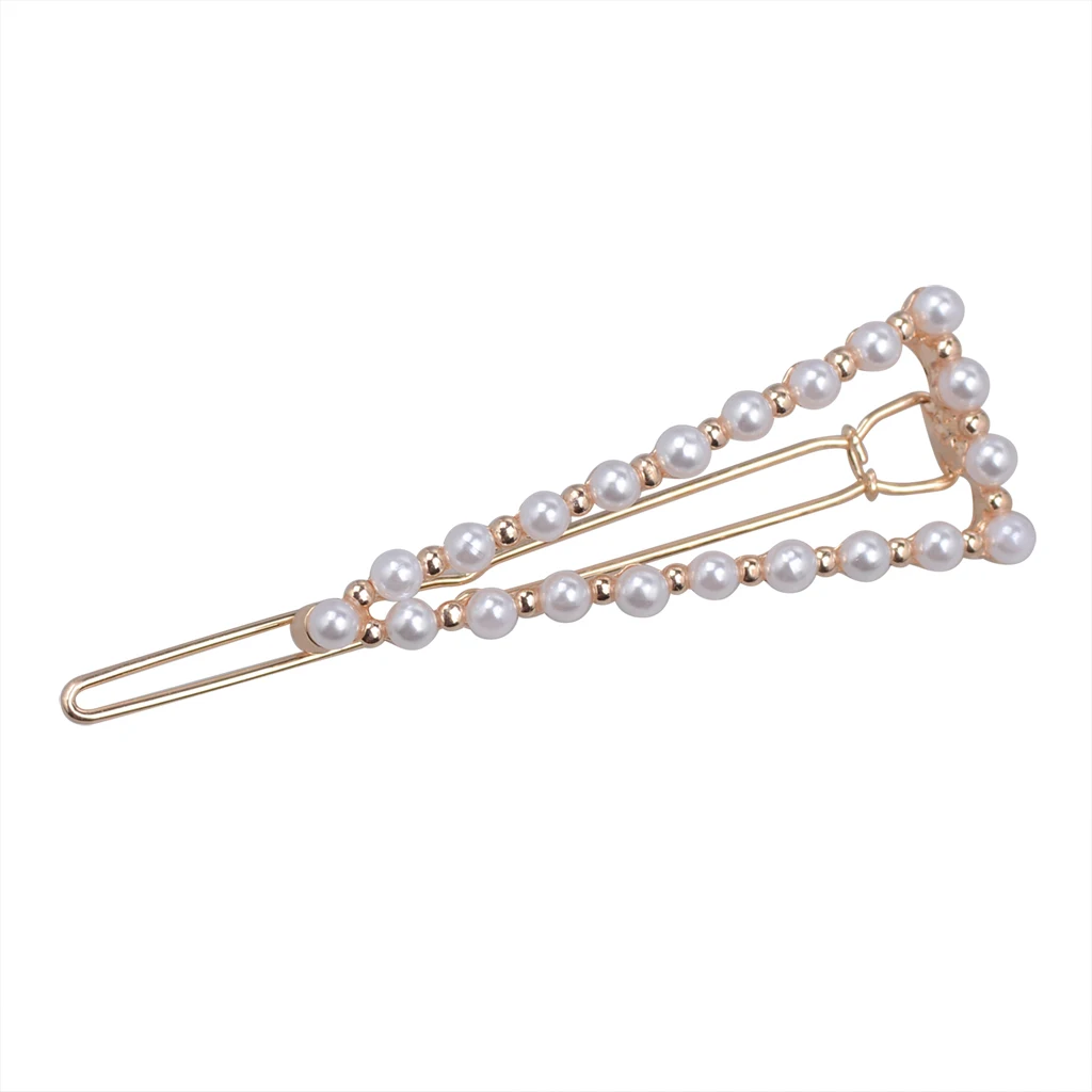 Bridal Wedding White Faux Pearl Hairpin Pins Triangle Clips Grips Barrette for Weddings Parties Photography Prop