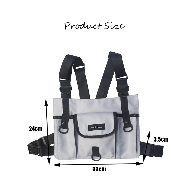Male Fashion Chest Rig Waist Bag Hip Hop Streetwear Functional Tactical Chest Bag Cross Shoulder Bags Men Kanye Waistcoat