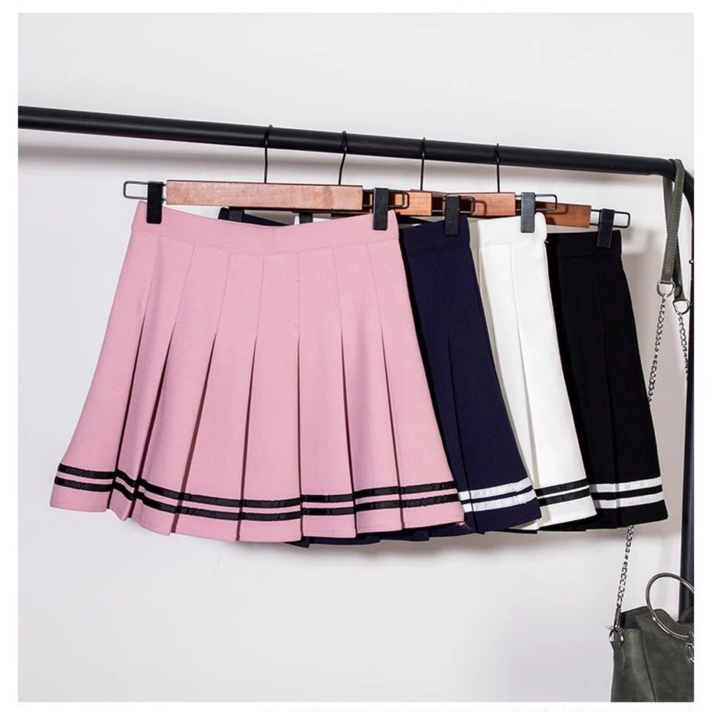 Женская плиссированная короткая юбка в стиле &quotЛолита&quot милая полосатая