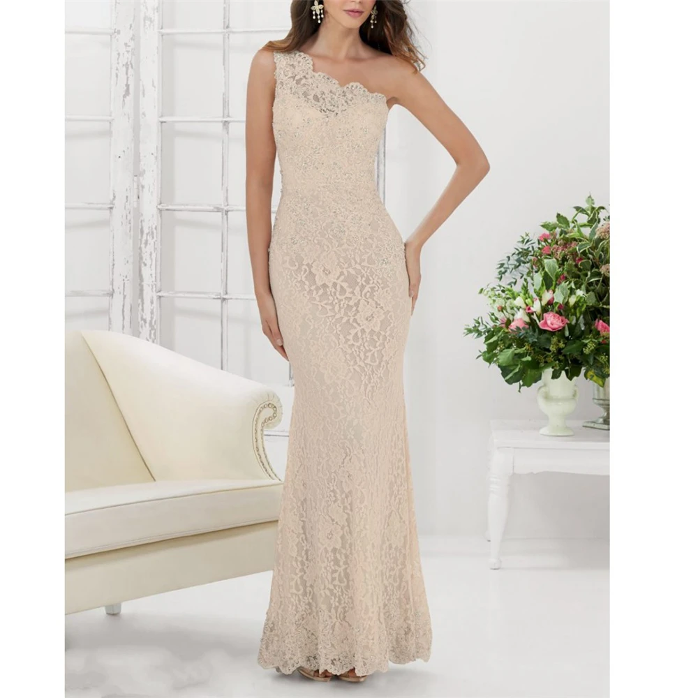 Фантастическое кружевное платье Vestidos De Novia, платье-футляр на одно плечо, длинное платье с аппликацией, выполненное на заказ, платья для матери невесты