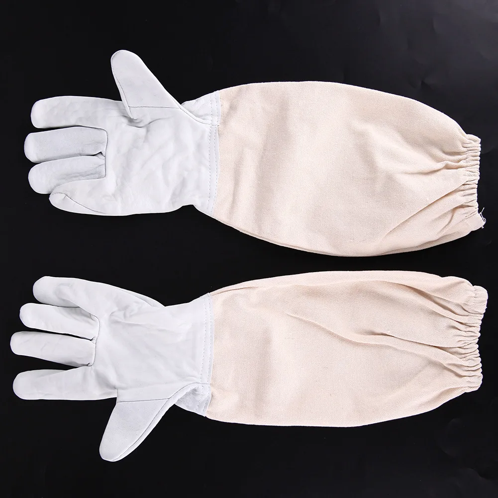 1 pair Beekeeping Gloves Sheepskin + Breathable Material Bee Tools Universal Model Canvas Gloves