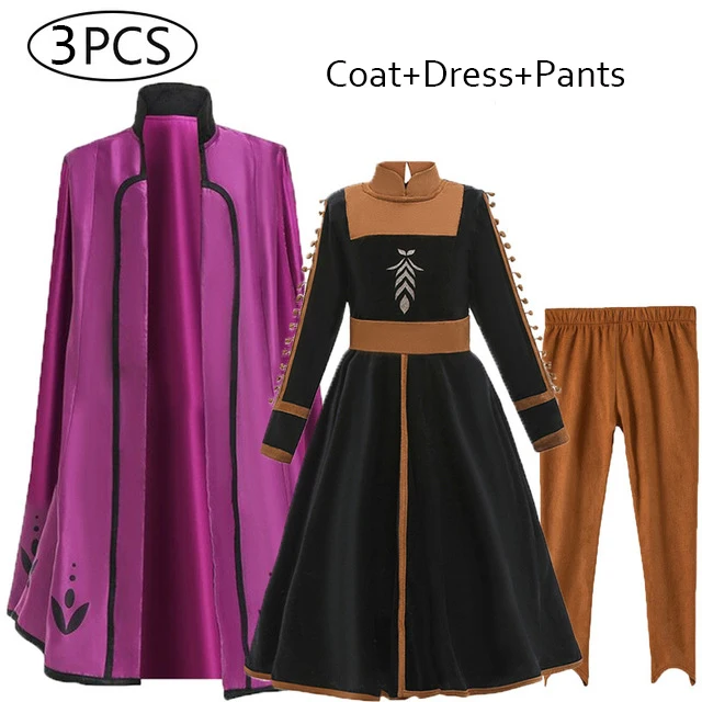 3pcs set В стиле Эльзы и Анны новая одежда для маленькой девочки 2, танцевальные костюмы для девочек платье принцессы Снежная королева одежда в стиле принцессы для девочек Костюмы для косплея Для нарядная детская одежда - Цвет: 3pcs set