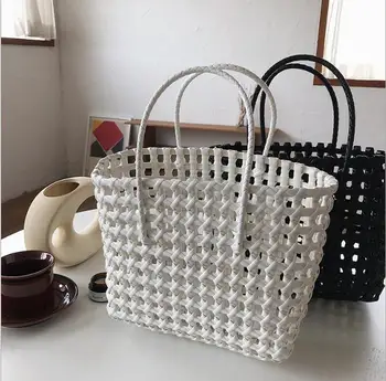 

2020 New arrival Korean style hollow out straw bag candy color womens bags handbags casual black bag for women tote shopping bag