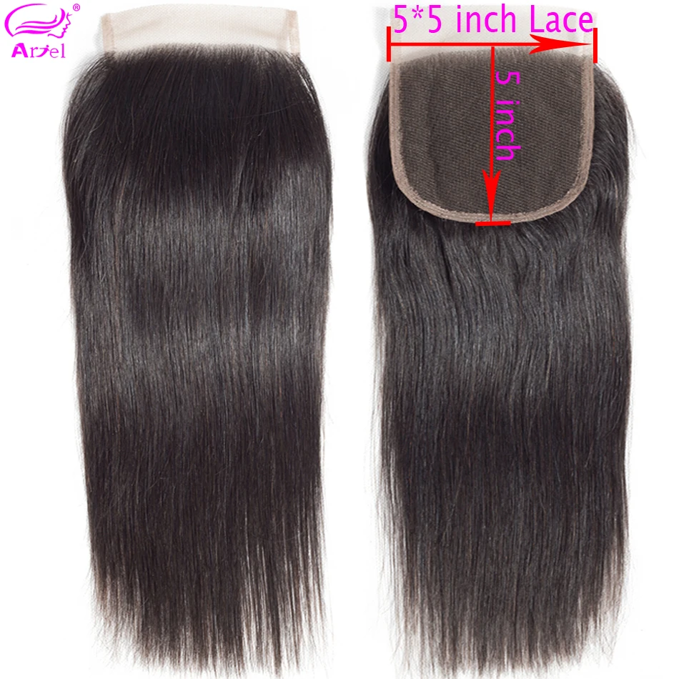 

5x5 Lace Closure Straight Transparent Lace Closure Remy Brazilian Hair Swiss Lace Frontal Human Hair Closure 5x5 Closure Ariel