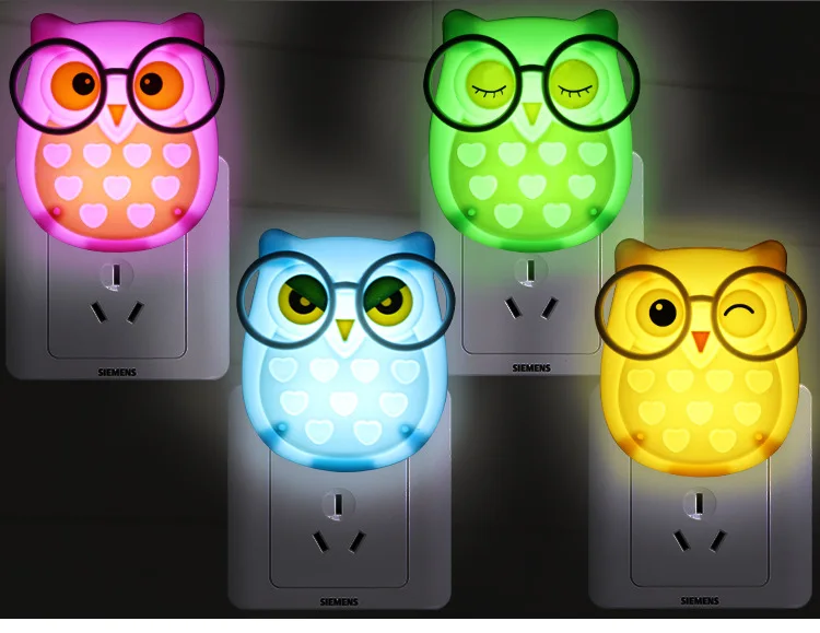 Owl Baby Night light Automatic Sensor Light Control Lamp Plug Child Kids Baby Room Led Lamp Animal Socket veilleuse