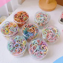 100 Pcs/Bag  New Children Cute Colors Soft Elastic Hair Bands Baby Girls Lovely Scrunchies Rubber Bands Kids Hair Accessories