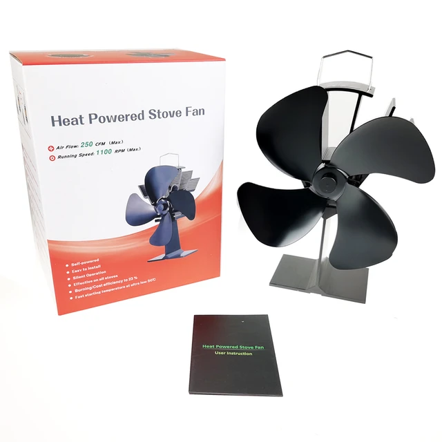 High Temperature Resistant Fan Thermal Kinetic Energy Fan 4 Blades Heat  Powered Wood Stove Fan For Log Wood Burner Fireplace - AliExpress