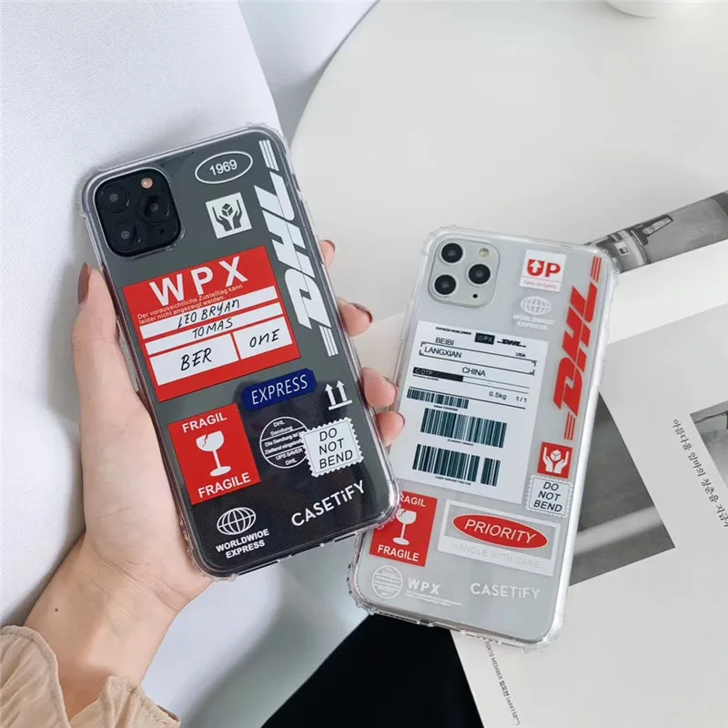 DHL Hot luxury trend Stripe Label phone case For iphone 11 PRO Max XS MAX XR 7 8 plus soft Silicone clear tpu cover coque | Мобильные