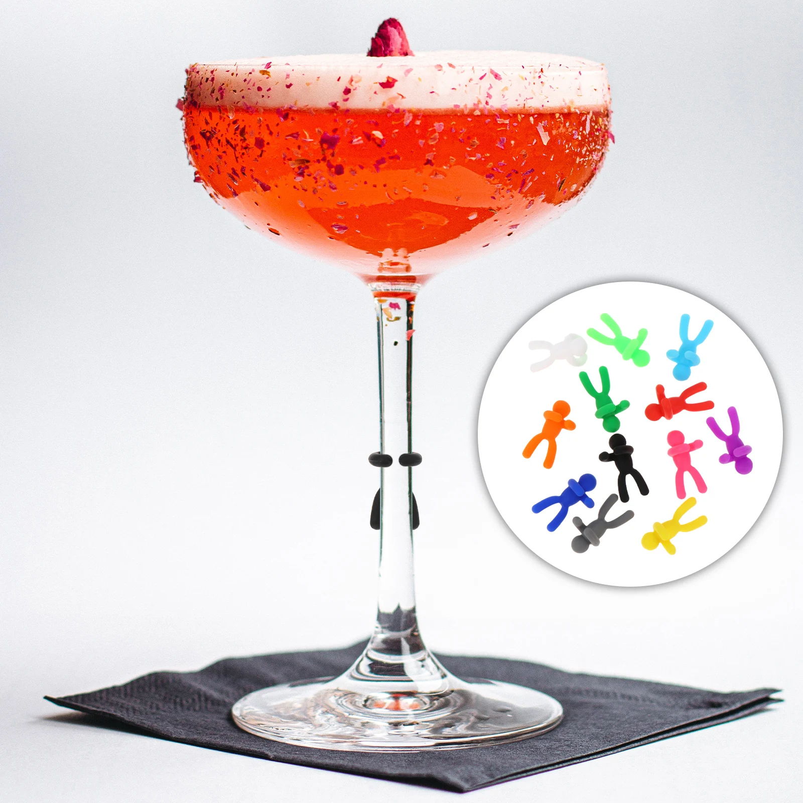 12Pcs small man Drink Markers Wine Glass Tags Drink Charms Cocktail Picks gel small man wine cup marker red wine cup mark